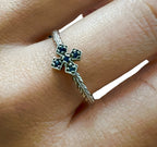 Loree Rodkin Sterling Silver and Saphire Cross Ring Sz 7.5