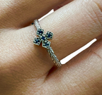 Loree Rodkin Sterling Silver and Saphire Cross Ring Sz 7.5