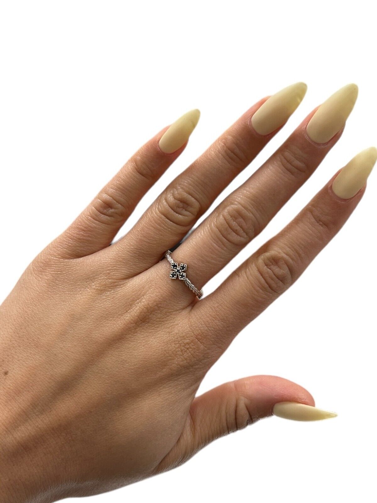 Loree Rodkin Sterling Silver and Saphire Cross Ring Sz 7.5