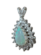 14kt White Gold 2.20ct Opal and 0.20ctw Diamond Pendant