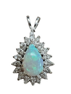 14kt White Gold 2.20ct Opal and 0.20ctw Diamond Pendant