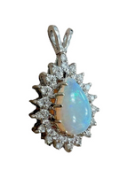 14kt White Gold 2.20ct Opal and 0.20ctw Diamond Pendant