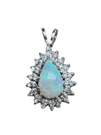 14kt White Gold 2.20ct Opal and 0.20ctw Diamond Pendant