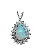 14kt White Gold 2.20ct Opal and 0.20ctw Diamond Pendant