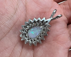 14kt White Gold 2.20ct Opal and 0.20ctw Diamond Pendant