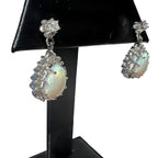13kt White Gold 2.00ctw Opal and 0.84ctw Diamond Drop Earrings