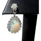 13kt White Gold 2.00ctw Opal and 0.84ctw Diamond Drop Earrings