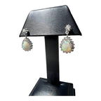 13kt White Gold 2.00ctw Opal and 0.84ctw Diamond Drop Earrings