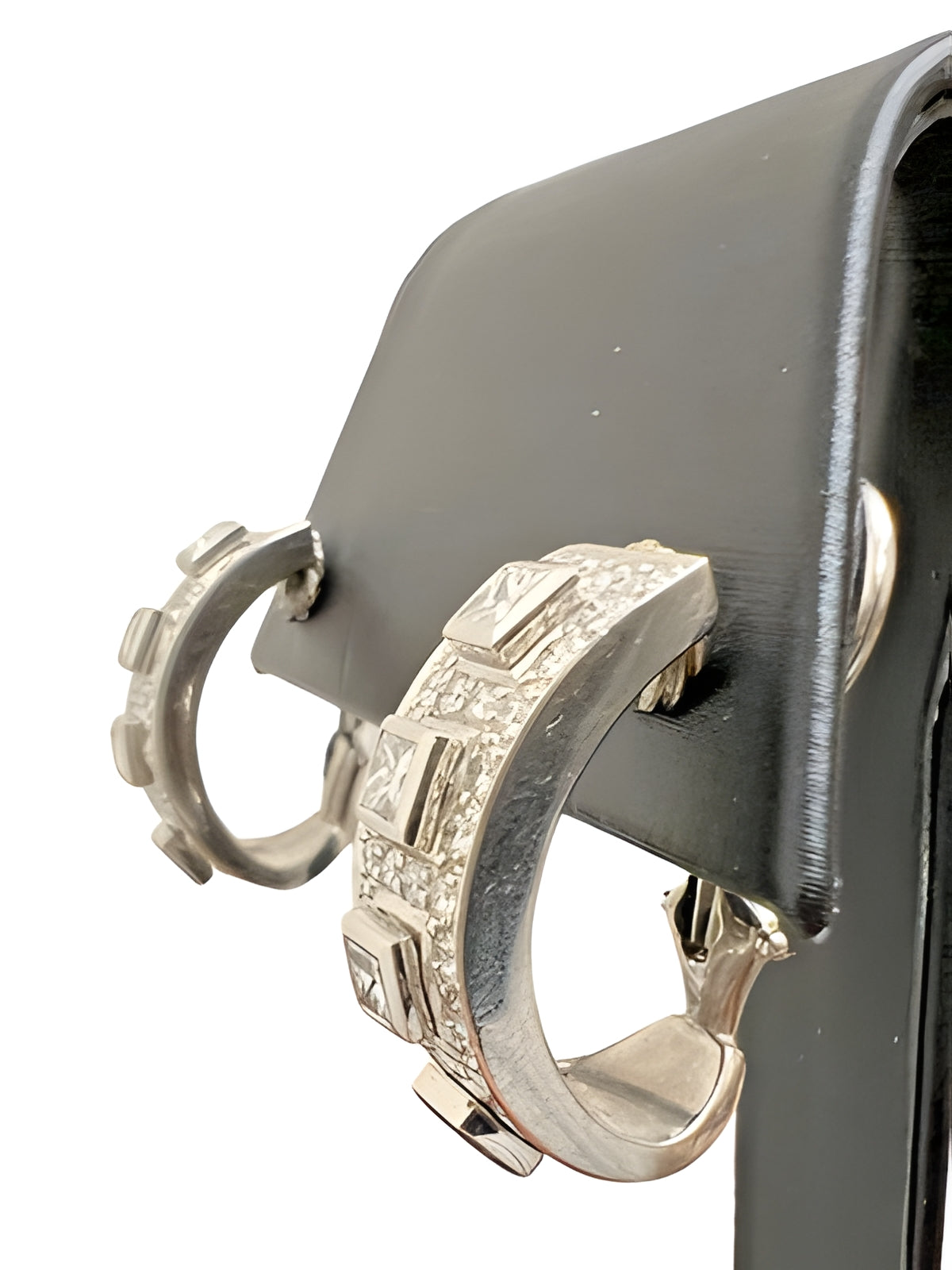 Platinum 900 Cuff Earrings with 2.12ctw Diamonds and Omega Clasps