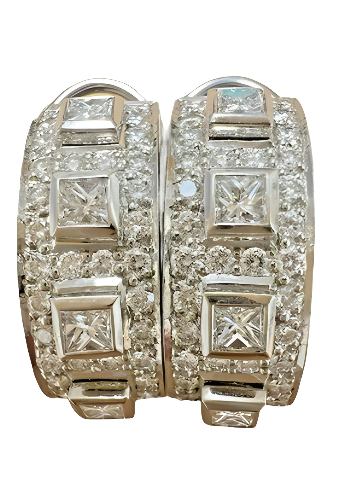 Platinum 900 Cuff Earrings with 2.12ctw Diamonds and Omega Clasps
