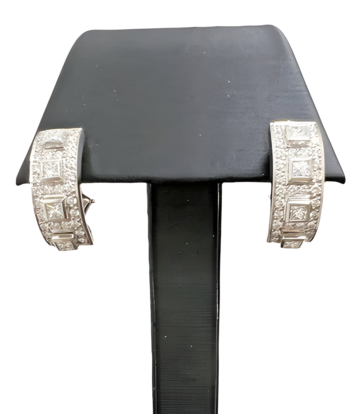Platinum 900 Cuff Earrings with 2.12ctw Diamonds and Omega Clasps