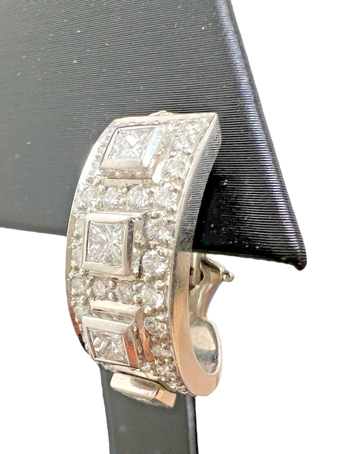 Platinum 900 Cuff Earrings with 2.12ctw Diamonds and Omega Clasps