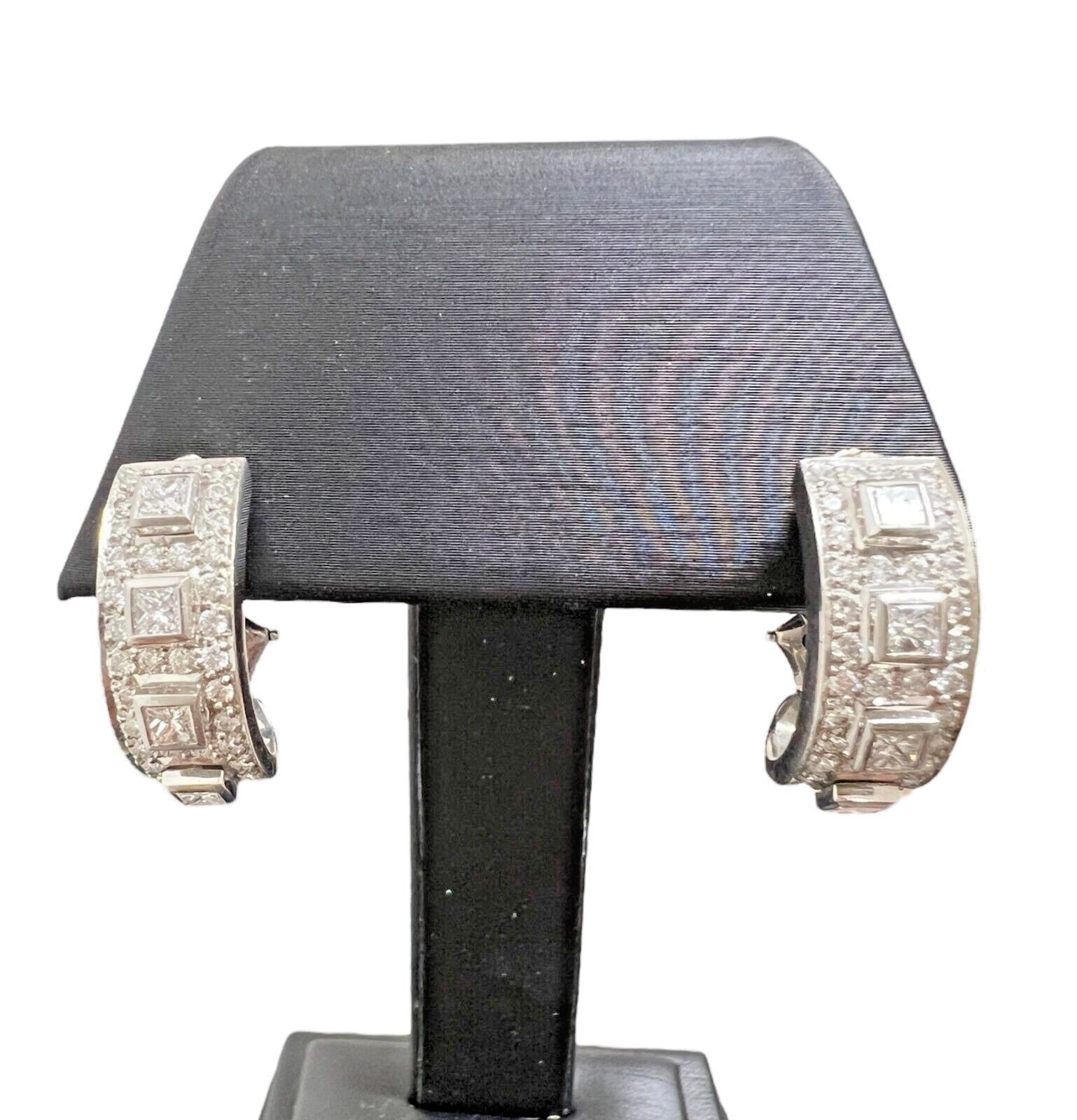 Platinum 900 Cuff Earrings with 2.12ctw Diamonds and Omega Clasps