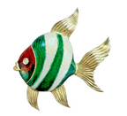 Tiffany and Co 18kt Yellow Gold & Guilloche Enamel Angel Fish Brooch 8.3gr