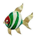 Tiffany and Co 18kt Yellow Gold & Guilloche Enamel Angel Fish Brooch 8.3gr