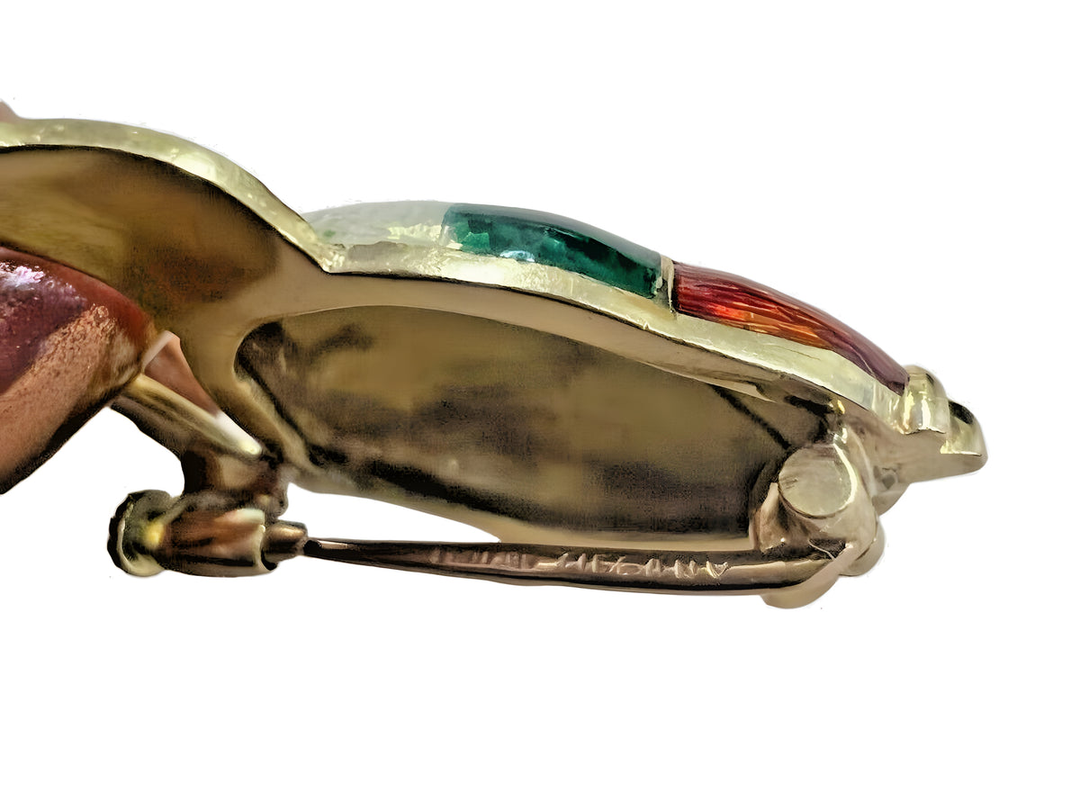 Tiffany and Co 18kt Yellow Gold & Guilloche Enamel Angel Fish Brooch 8.3gr