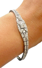 Platinum Art Deco 0.75ctw Diamond Bracelet 6.75"