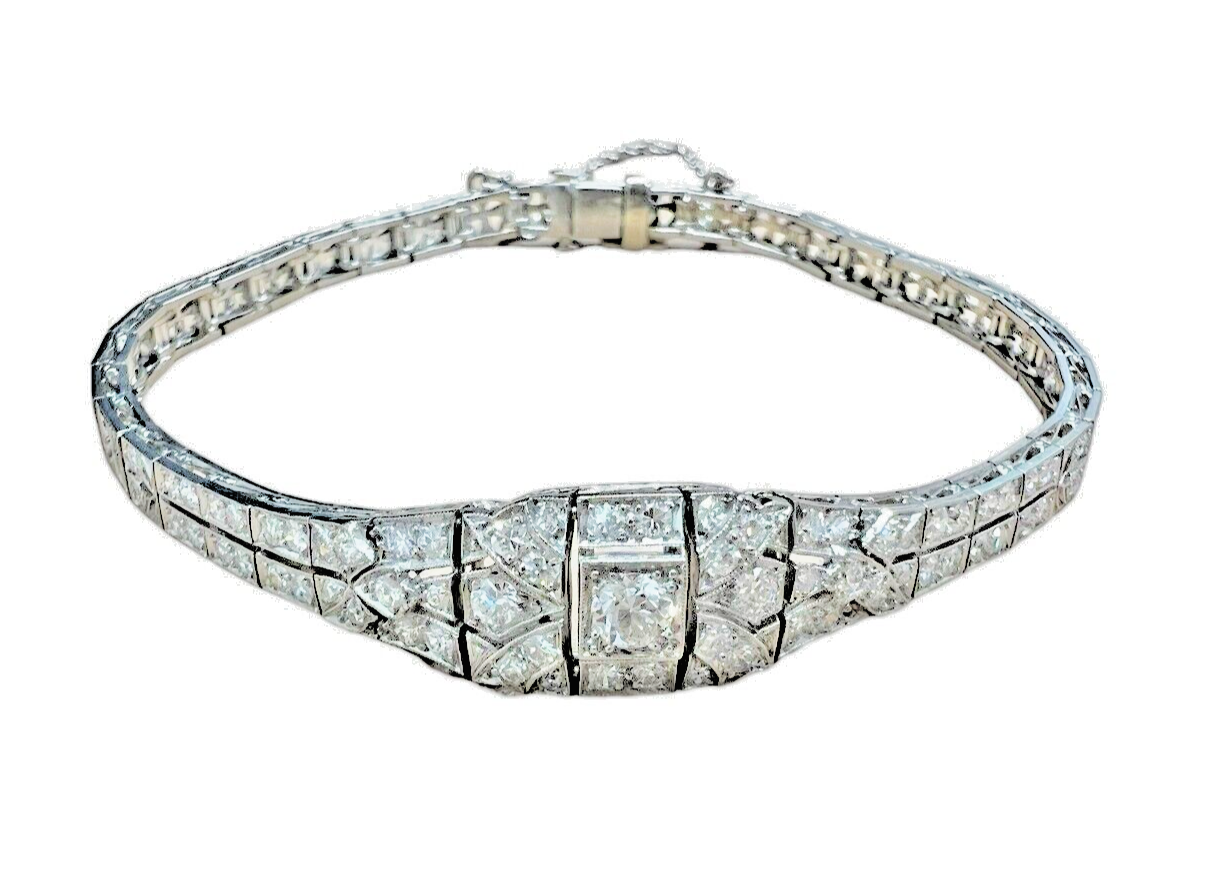 Platinum Art Deco 0.75ctw Diamond Bracelet 6.75"