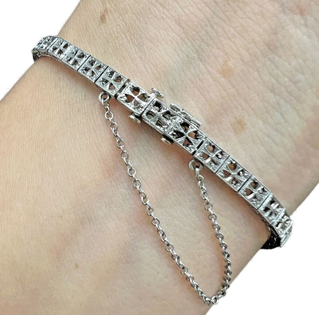 Platinum Art Deco 0.75ctw Diamond Bracelet 6.75"