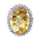 14KT White Gold 17.21ctw Citrine and Diamond Cocktail Ring Size 6.5