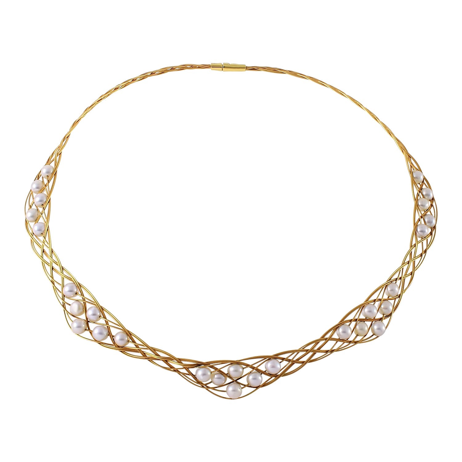 18KT Yellow Gold Pearl Necklace Length 16