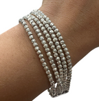 Sterling Silver Five Stranded "Diamond Cut" Beaded Bracelet Made in Italy