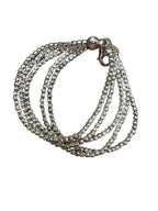 Sterling Silver Five Stranded "Diamond Cut" Beaded Bracelet Made in Italy