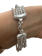 Sterling Silver Five Stranded "Diamond Cut" Beaded Bracelet Made in Italy