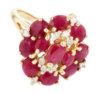 14KT Yellow Gold 5.22ctw Ruby and Diamond Cocktail Ring Size 8.75