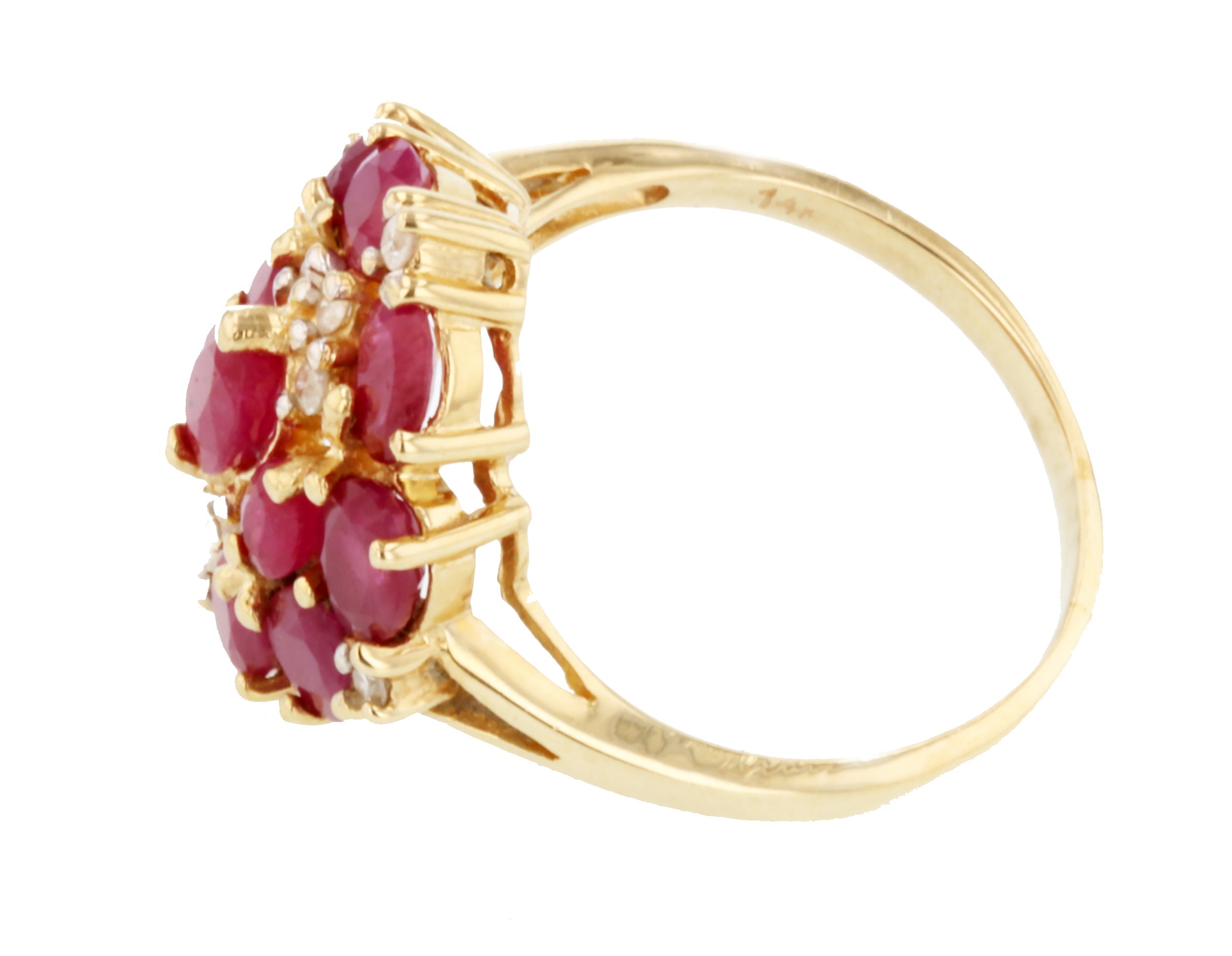 14KT Yellow Gold 5.22ctw Ruby and Diamond Cocktail Ring Size 8.75