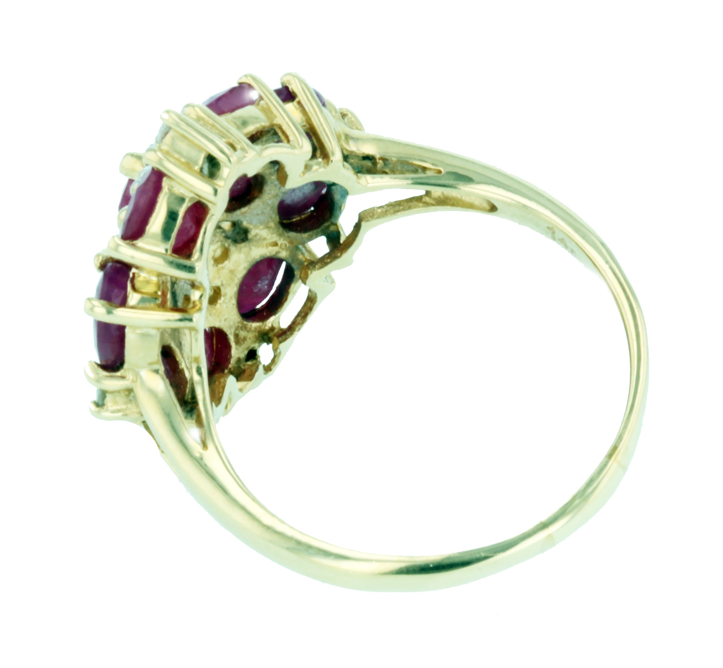14KT Yellow Gold 5.22ctw Ruby and Diamond Cocktail Ring Size 8.75