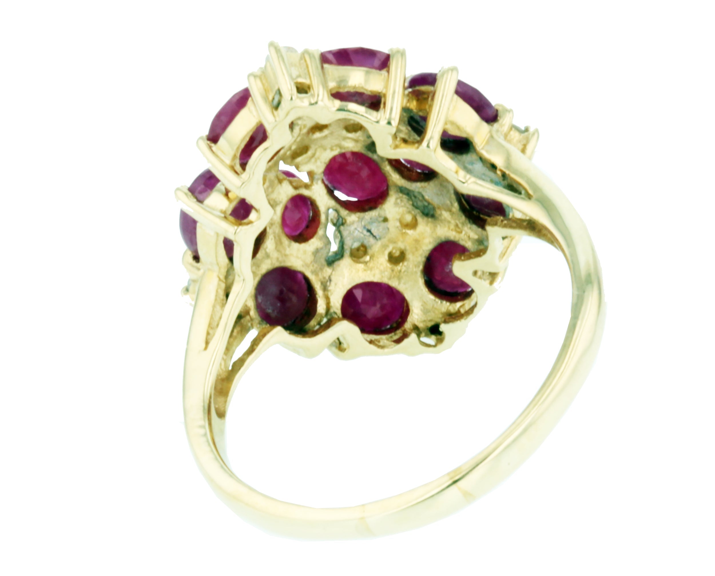 14KT Yellow Gold 5.22ctw Ruby and Diamond Cocktail Ring Size 8.75