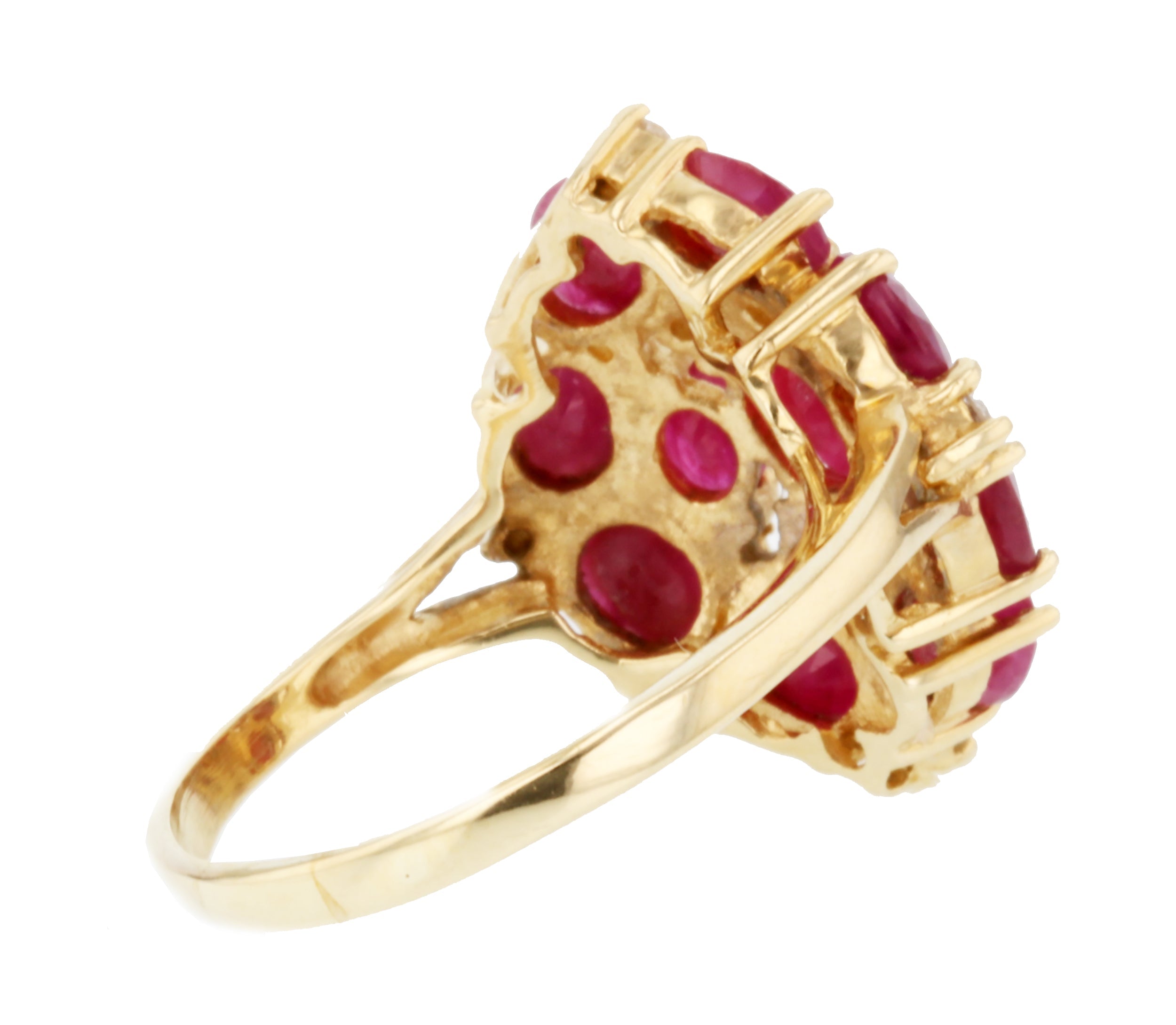 14KT Yellow Gold 5.22ctw Ruby and Diamond Cocktail Ring Size 8.75