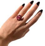 14KT Yellow Gold 5.22ctw Ruby and Diamond Cocktail Ring Size 8.75
