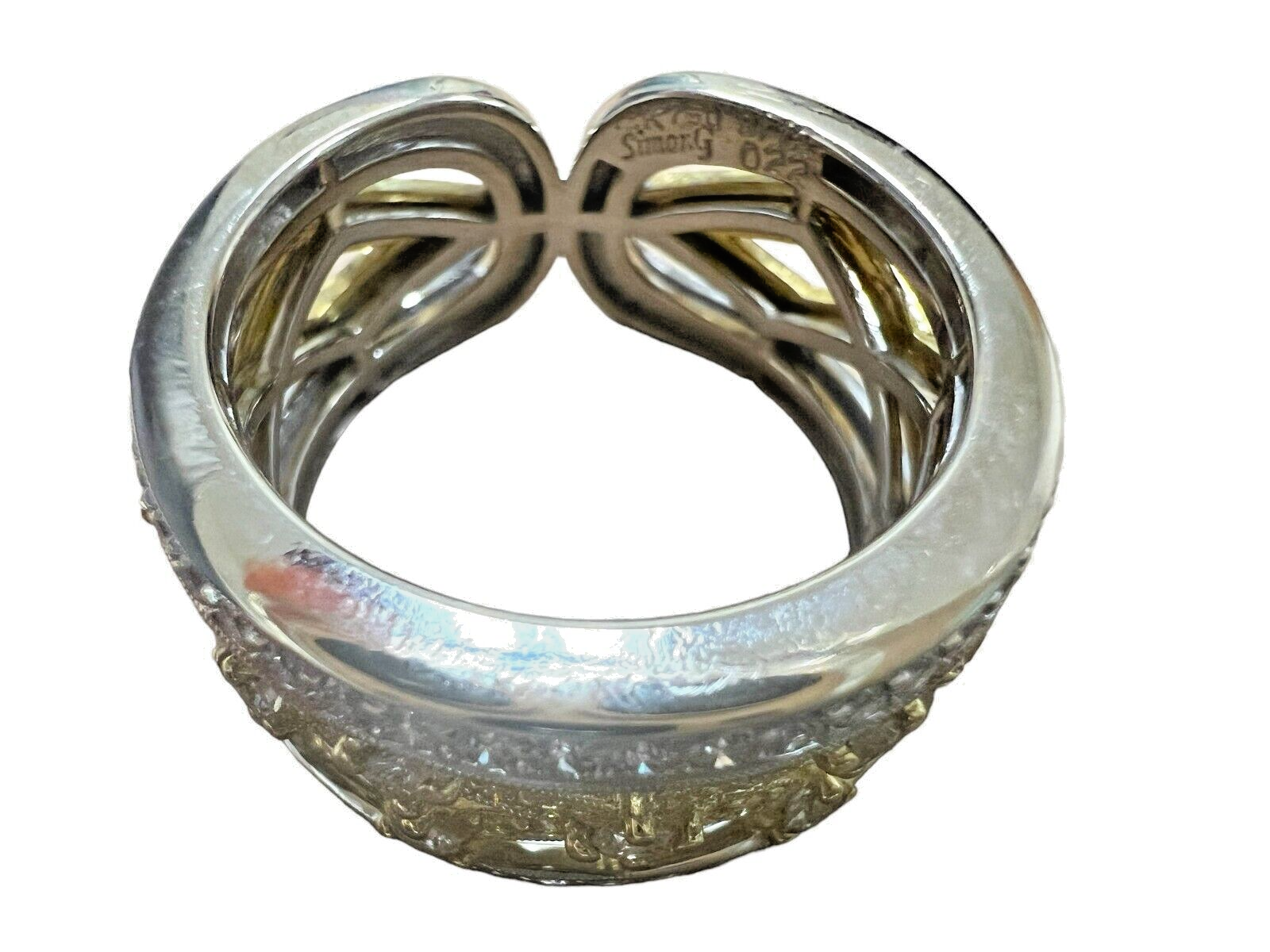 Simon G. 18kt Yellow and White Gold 1.00ctw Diamond Wide Band Ring sz9.75