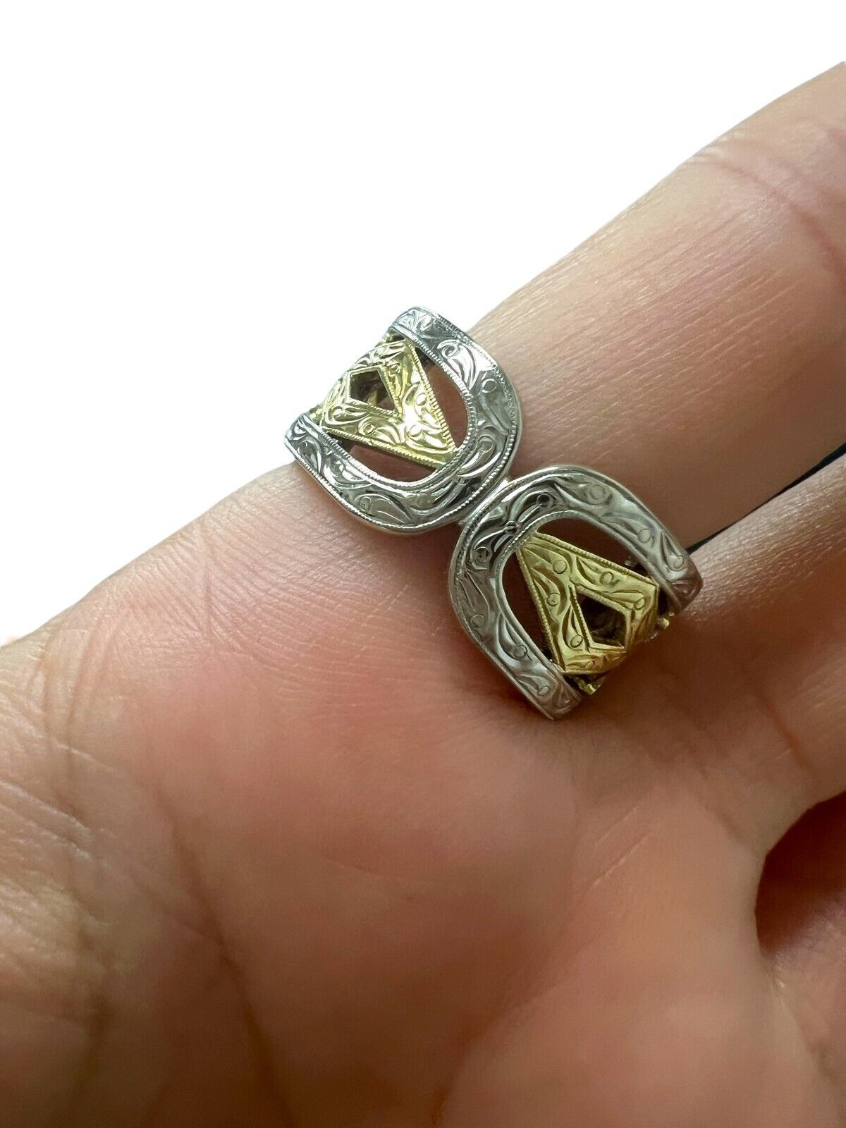 Simon G. 18kt Yellow and White Gold 1.00ctw Diamond Wide Band Ring sz9.75