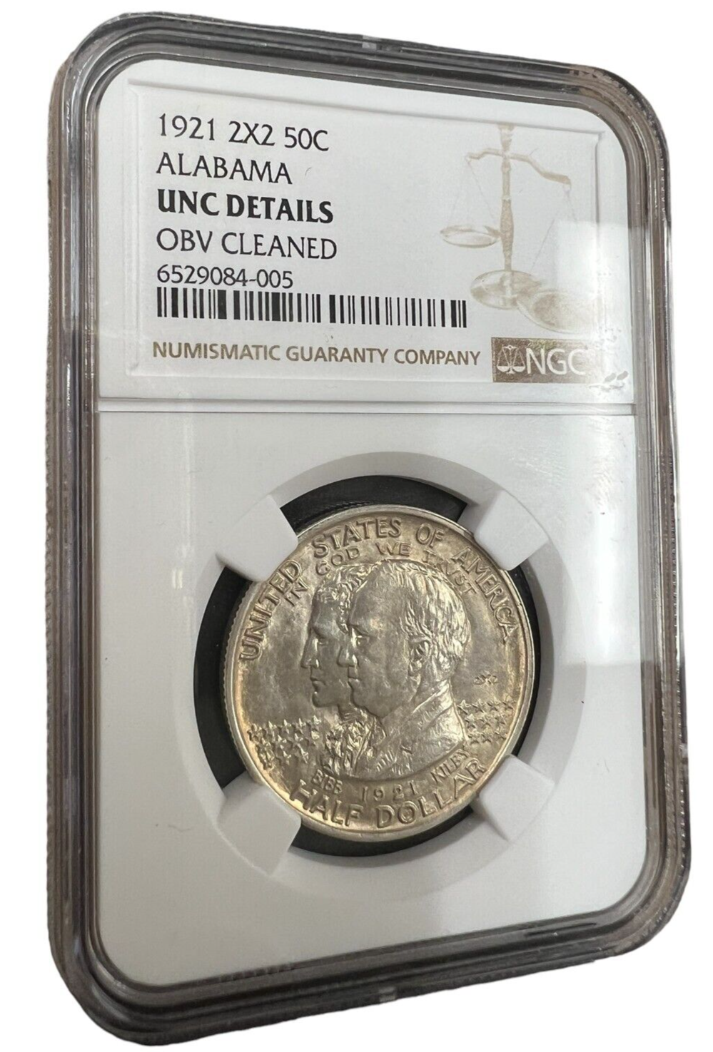 1921 P 2x2 Alabama Centennial Commemorative 50C NGC UNC-Details Obv Cleaned