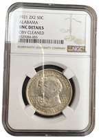 1921 P 2x2 Alabama Centennial Commemorative 50C NGC UNC-Details Obv Cleaned