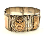Vintage Mexico 925 Sterling Silver 7K Rose Gold Aztec Mayan Bracelet 69.4g