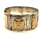 Vintage Mexico 925 Sterling Silver 7K Rose Gold Aztec Mayan Bracelet 69.4g