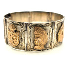 Vintage Mexico 925 Sterling Silver 7K Rose Gold Aztec Mayan Bracelet 69.4g