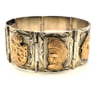 Vintage Mexico 925 Sterling Silver 7K Rose Gold Aztec Mayan Bracelet 69.4g