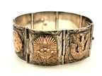 Vintage Mexico 925 Sterling Silver 7K Rose Gold Aztec Mayan Bracelet 69.4g
