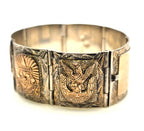 Vintage Mexico 925 Sterling Silver 7K Rose Gold Aztec Mayan Bracelet 69.4g