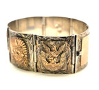 Vintage Mexico 925 Sterling Silver 7K Rose Gold Aztec Mayan Bracelet 69.4g