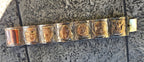 Vintage Mexico 925 Sterling Silver 7K Rose Gold Aztec Mayan Bracelet 69.4g
