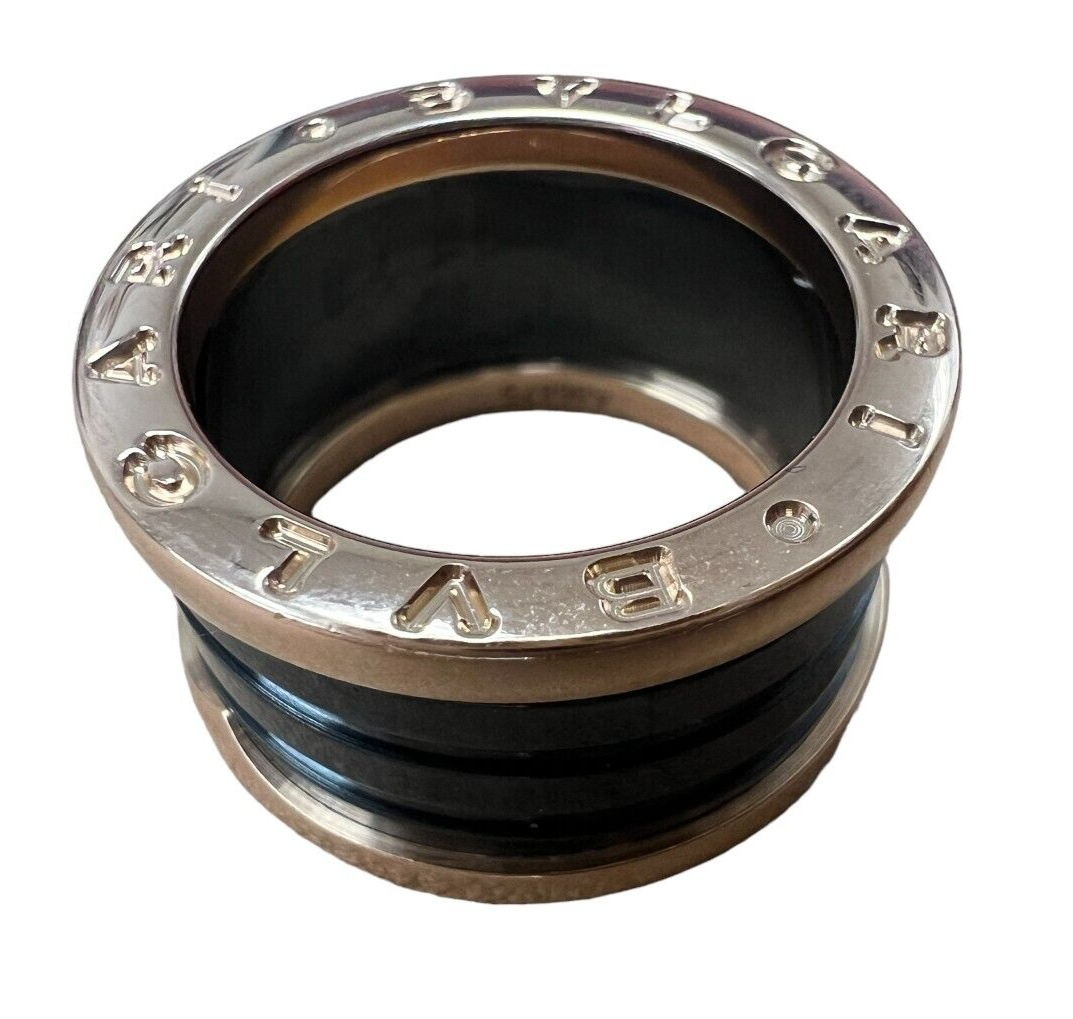 Bvlgari 18kt Rose Gold and Black Ceramic Ring