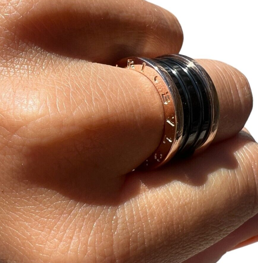 Bvlgari 18kt Rose Gold and Black Ceramic Ring