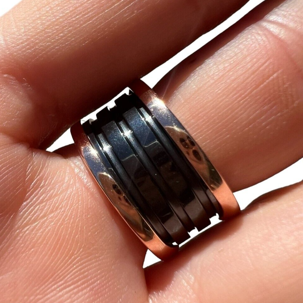 Bvlgari 18kt Rose Gold and Black Ceramic Ring