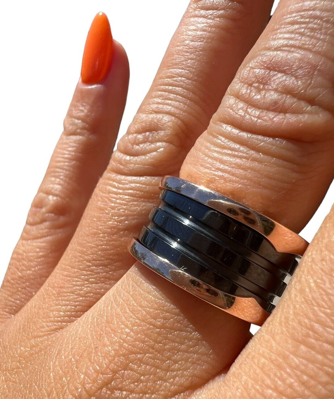 Bvlgari 18kt Rose Gold and Black Ceramic Ring